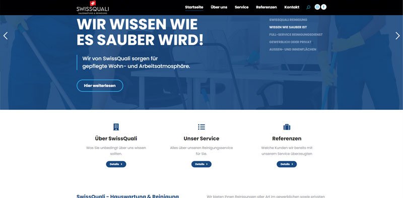 Website SwissQuali Reinigung – Hauswartung Schweiz